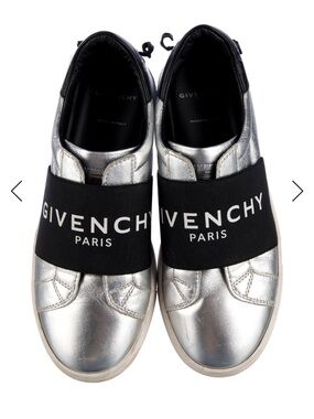 Givenchy Kids Silver Metallic Slip-On Sneakers with Black Logo Band